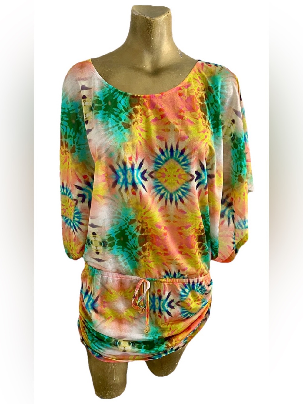 LULI FAMA Miami NWT Sol Multicolor SOUTH BEACH Swimsuit Cover-Up DRESS Size M
